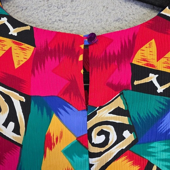 Graff Top Womens XL Abstract‎ Wearable Art Colorful Boxy Vintage USA 80 - Picture 3 of 10